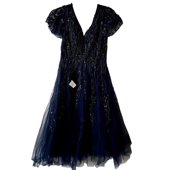 Mac Duggal Women's Beaded Tulle Tea-Length midi Dress 20304 size 6 D1 - Picture 2 of 9